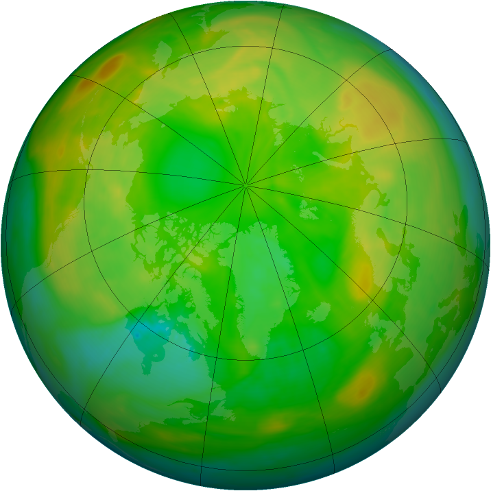 Arctic ozone map for 13 June 2007